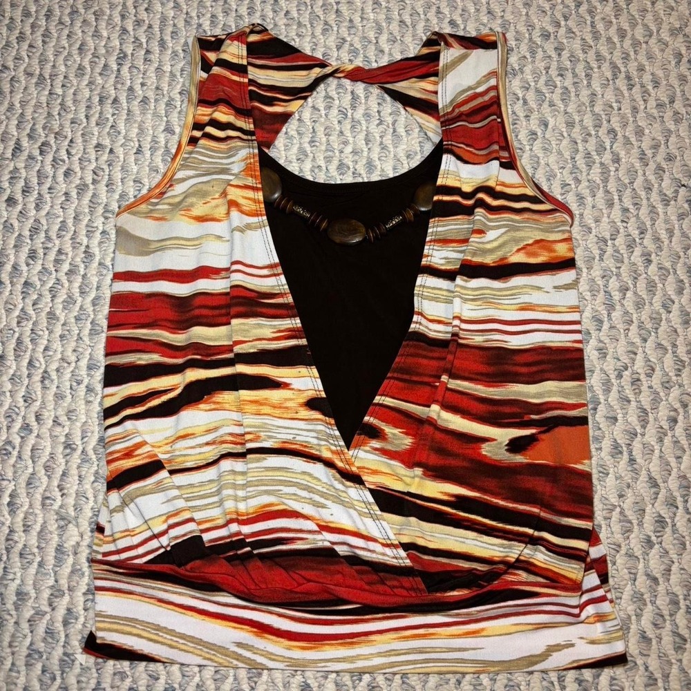 Y2K brown and orange beaded top with details